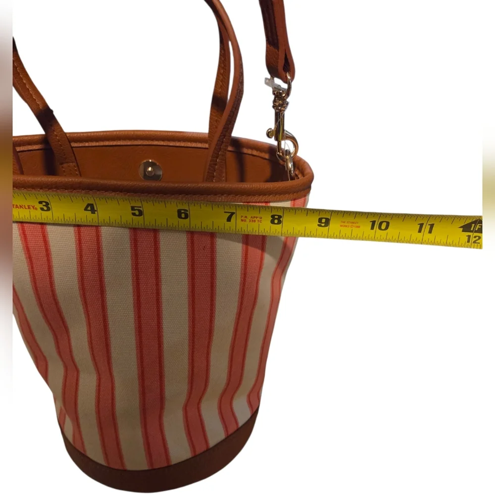 Universal Thread - NEW Striped Canvas Bucket Satchel / Crossbody Vegan Leather